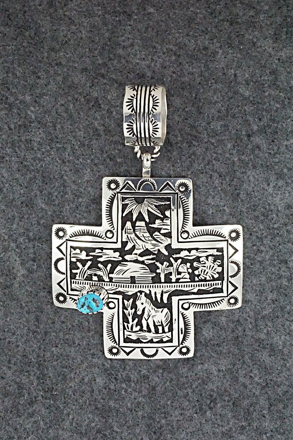 Turquoise & Sterling Silver Pendant - Richard Singer