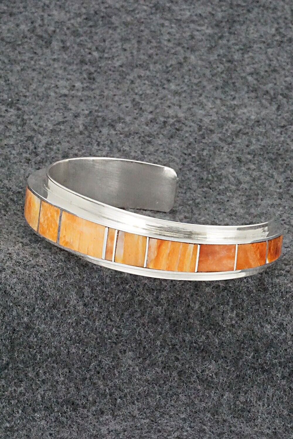 Spiny Oyster & Sterling Silver Inlay Bracelet - Harold Smith