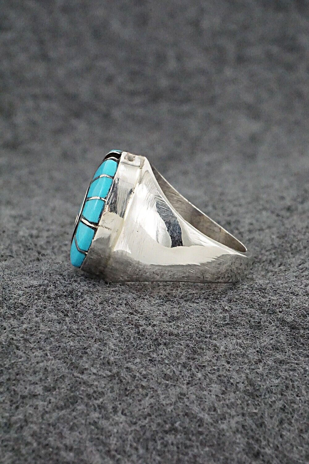 Turquoise & Sterling Silver Inlay Ring - Amy Wesley - Size 9