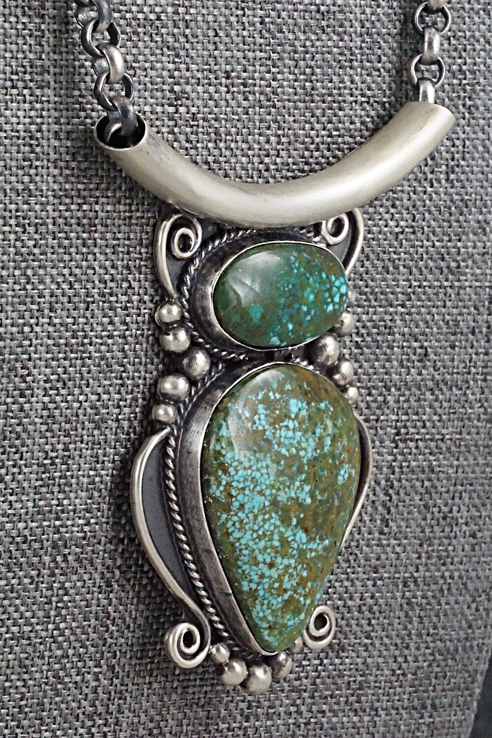 Turquoise & Sterling Silver Necklace - Raymond Delgarito