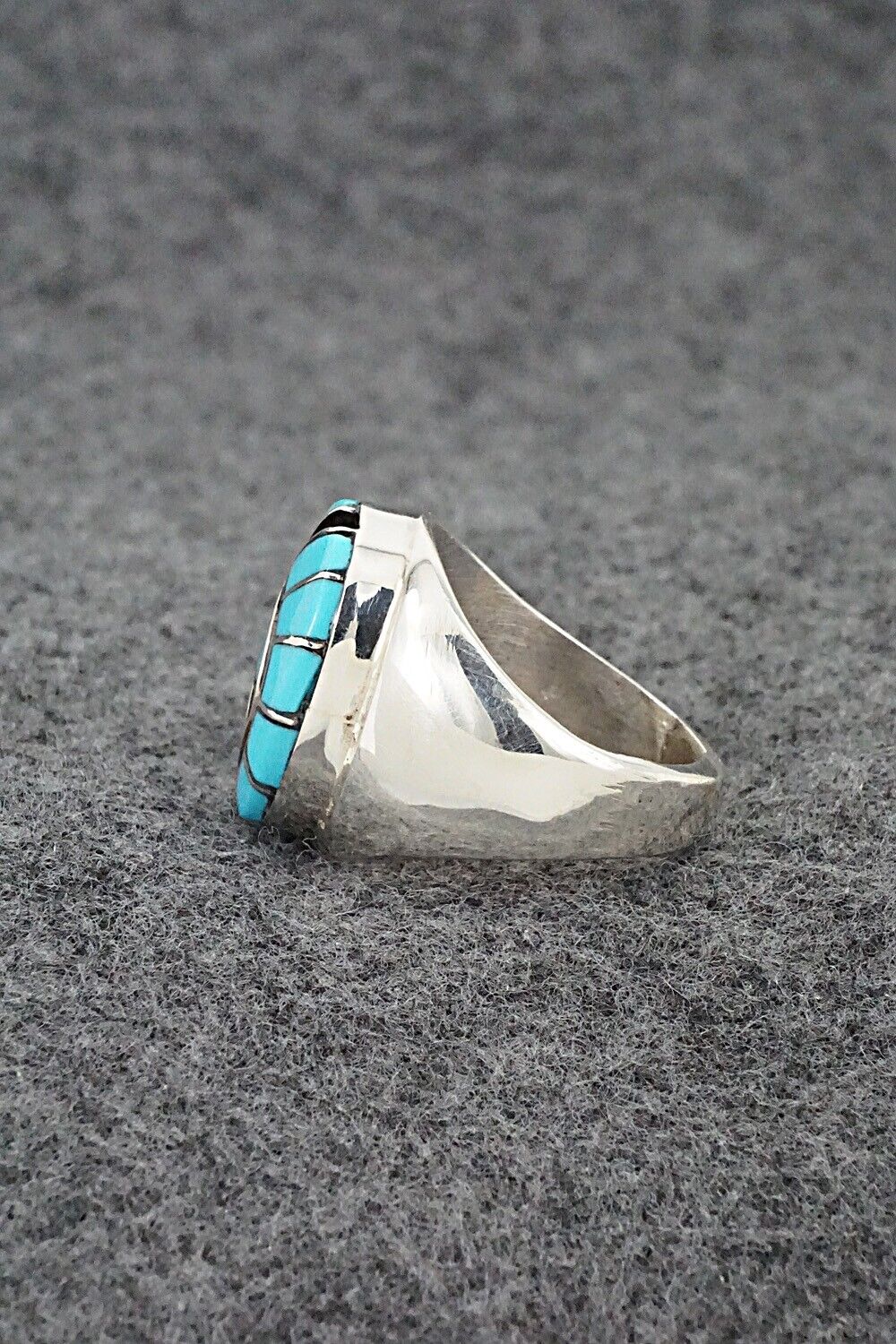 Turquoise & Sterling Silver Inlay Ring - Amy Wesley - Size 8.5