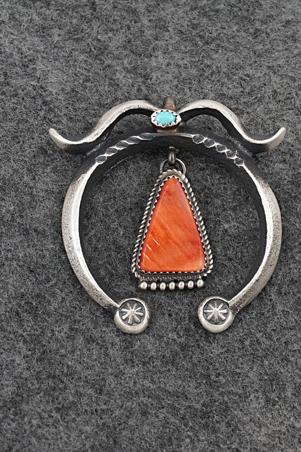 Spiny Oyster, Turquoise & Sterling Silver Pendant - Martha Cayatineto
