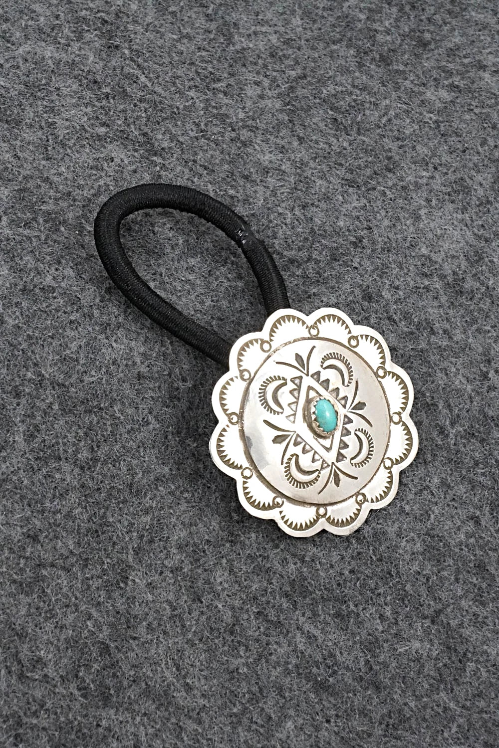 Turquoise & Sterling Silver Hair Tie - Bertha Begay
