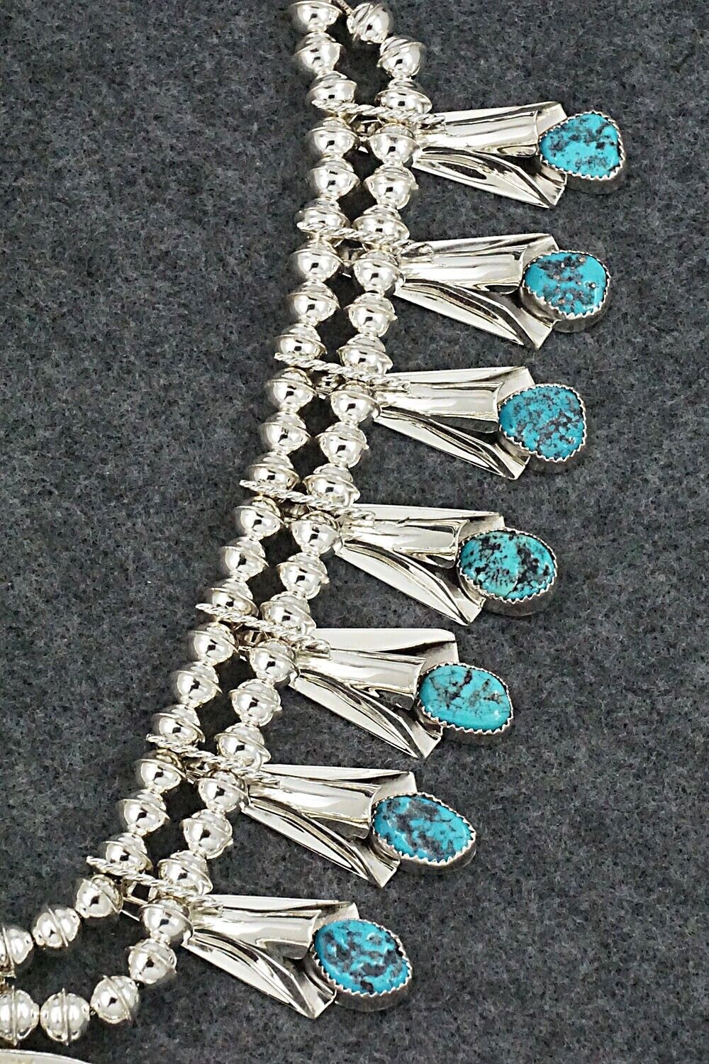 Turquoise & Sterling Silver Squash Blossom Set - Louise Yazzie