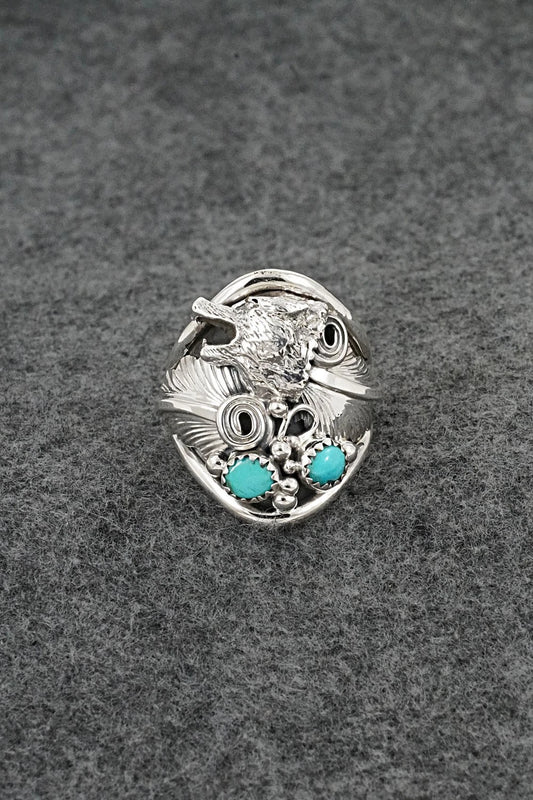 Turquoise & Sterling Silver Ring - Darrell Morgan - Size 11