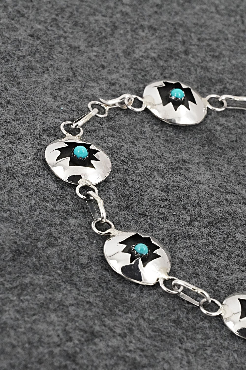 Turquoise & Sterling Silver Link Bracelet - David Morgan