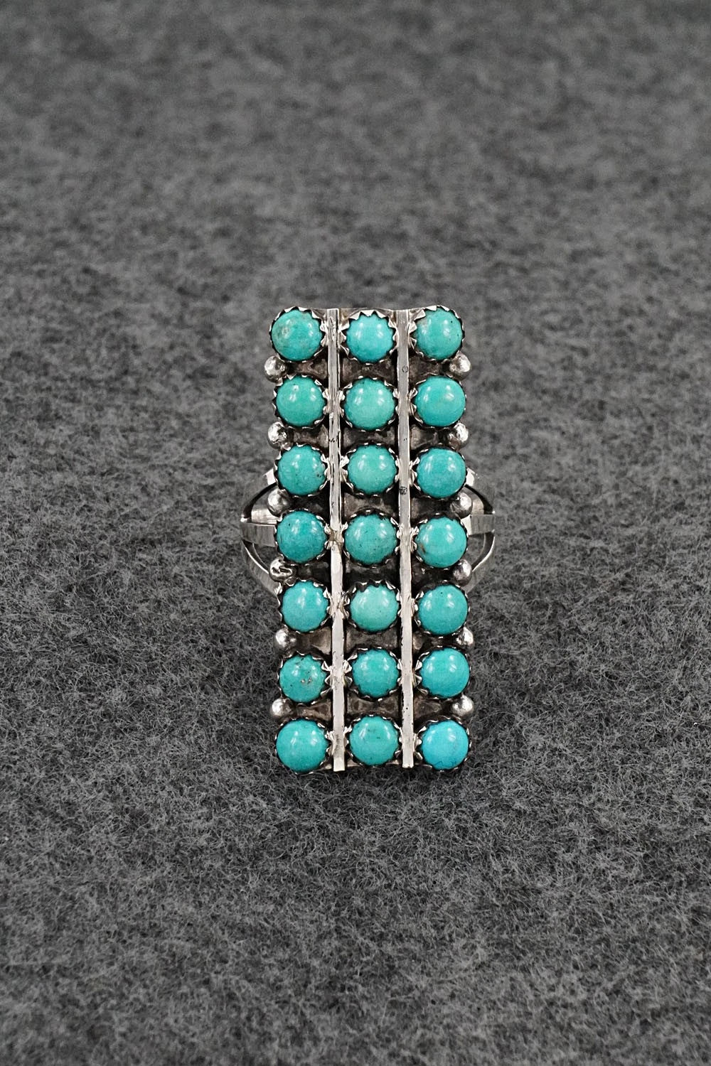 Turquoise & Sterling Silver Ring - Kenny Lonjose - Size 8