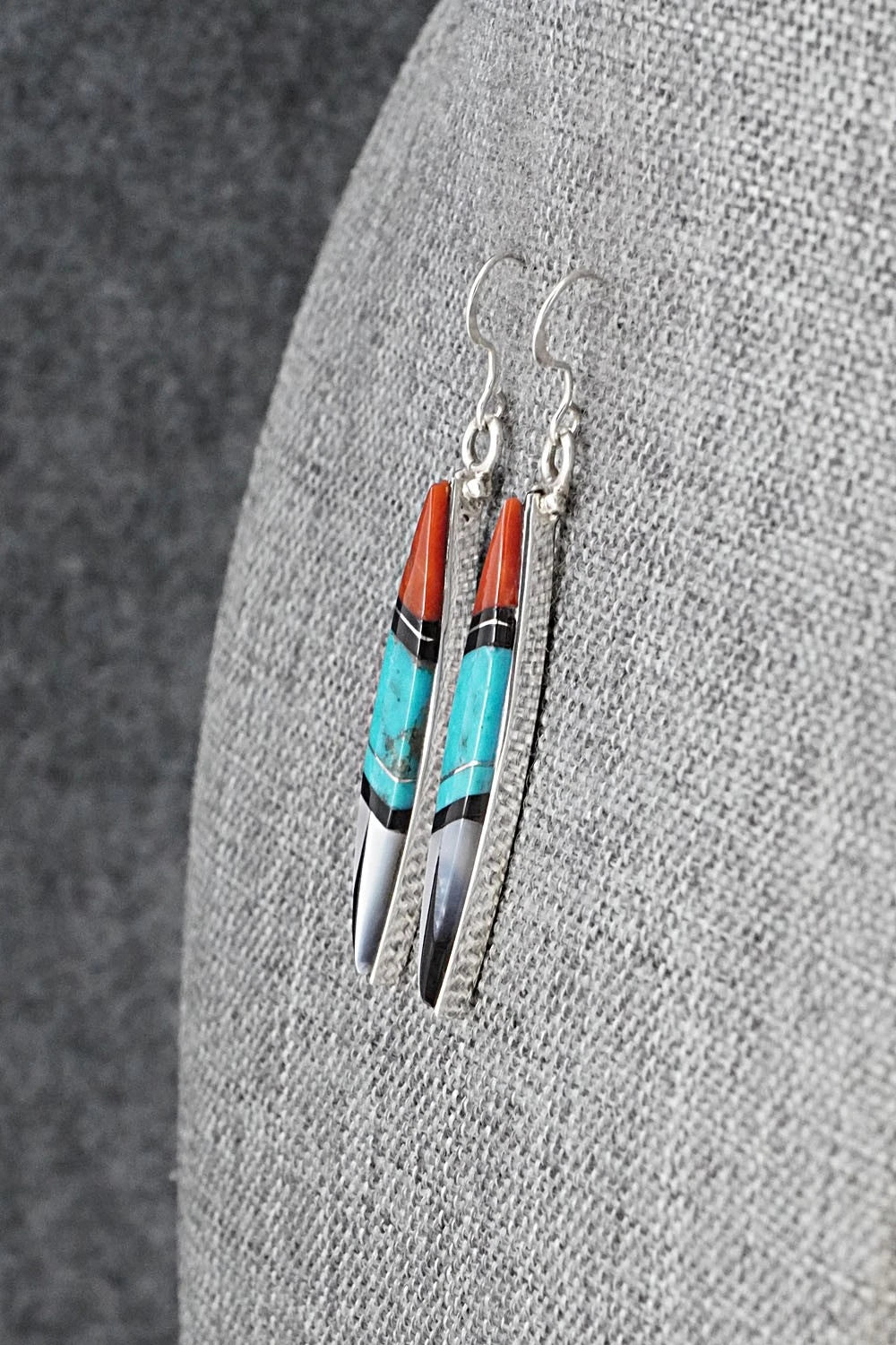 Multi-Stone Inlay & Sterling Silver Earrings - Cleo Kallestewa