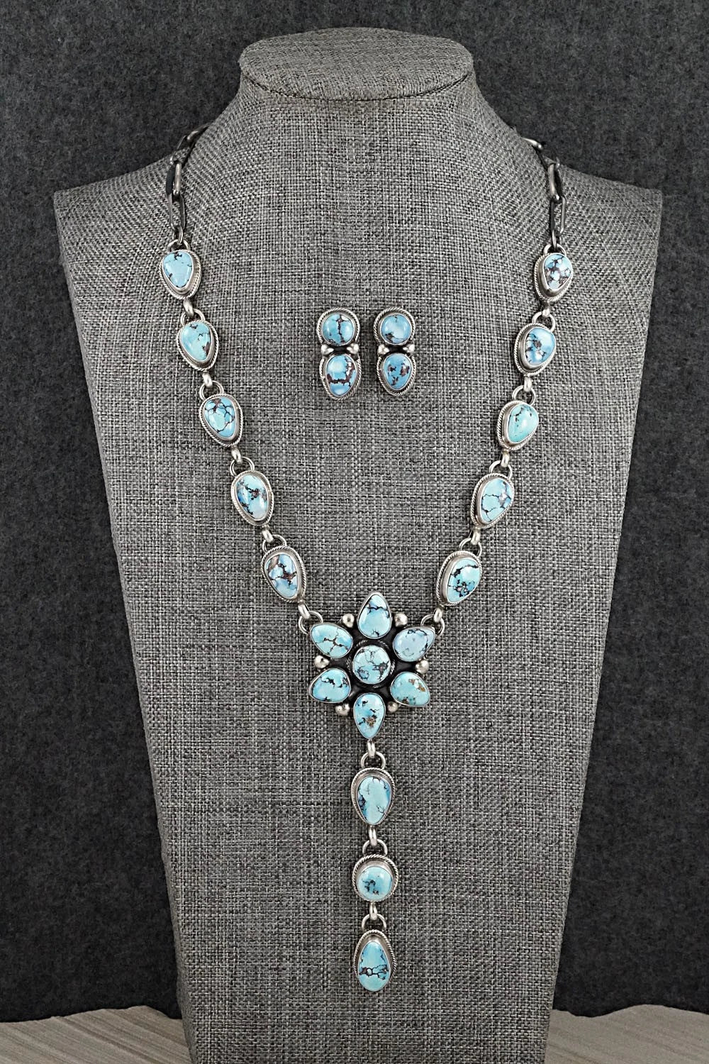 Turquoise & Sterling Silver Necklace and Earrings Set - Kathleen Livingston