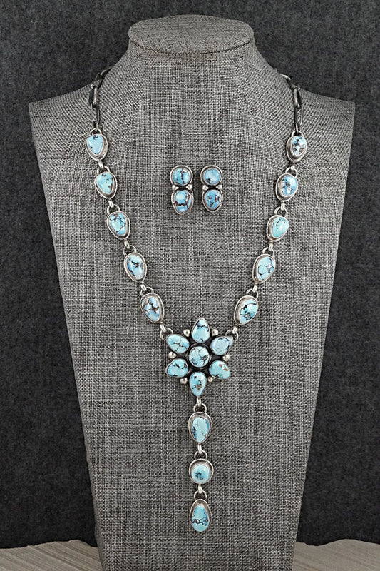 Turquoise & Sterling Silver Necklace and Earrings Set - Kathleen Livingston