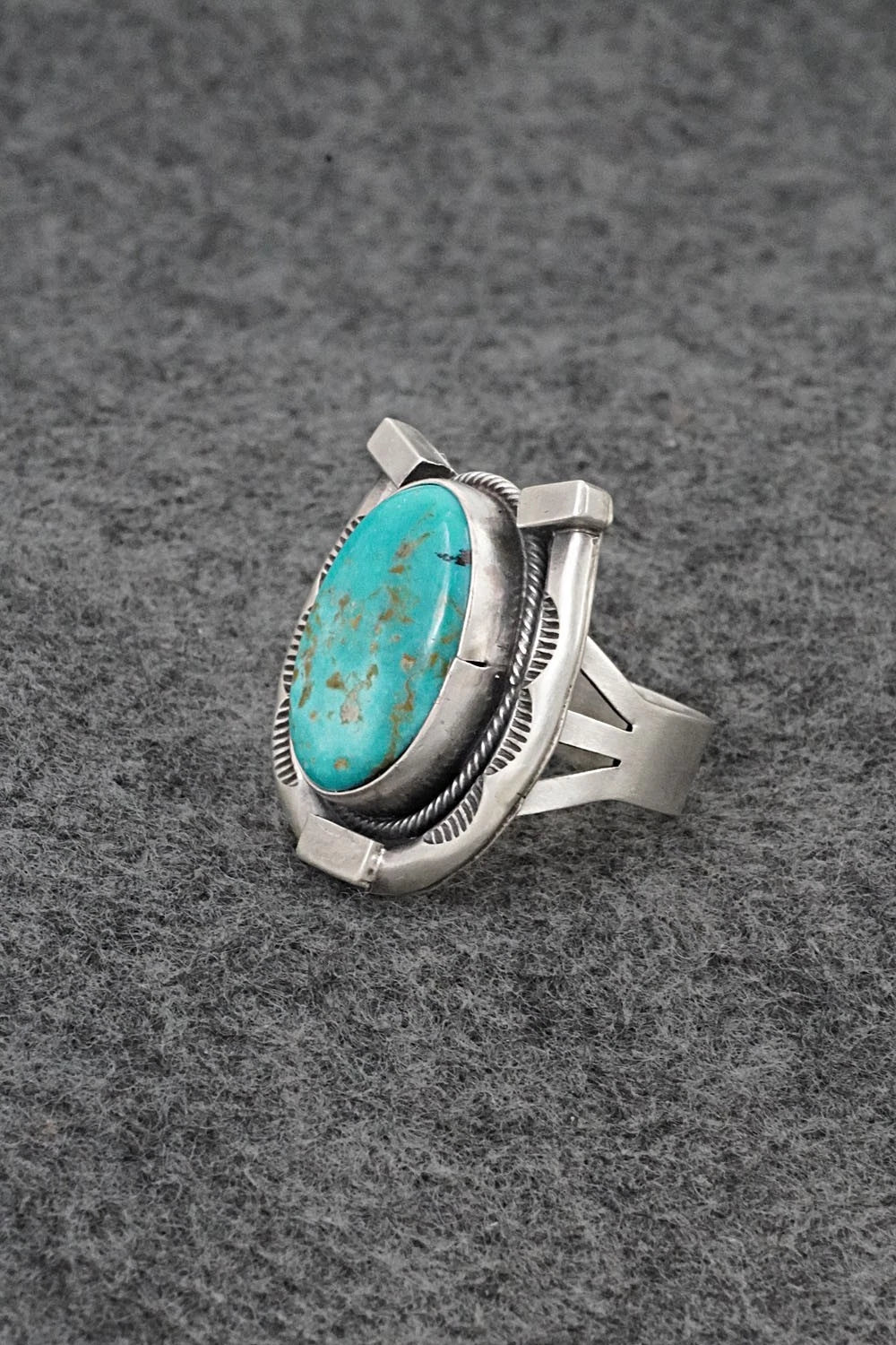Turquoise & Sterling Silver Ring - Bobby Johnson - Size 8.5