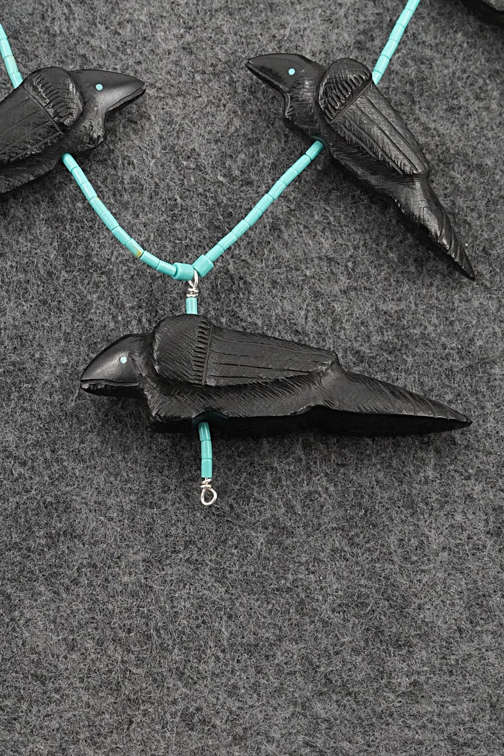 Turquoise & Jet Necklace and Earrings Set - Herb Halate