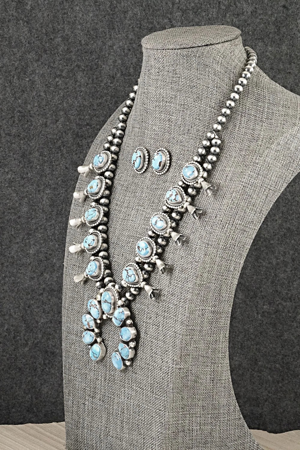 Turquoise & Sterling Silver Squash Blossom Set - Darrin Livingston