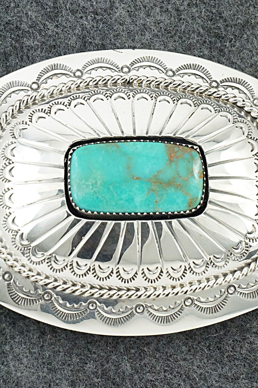 Turquoise & Sterling Silver Belt Buckle - Wilbert Muskett Sr.