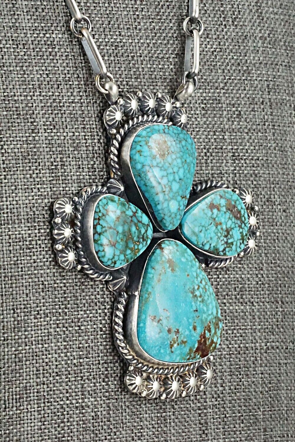 Turquoise & Sterling Silver Necklace - Raymond Delgarito
