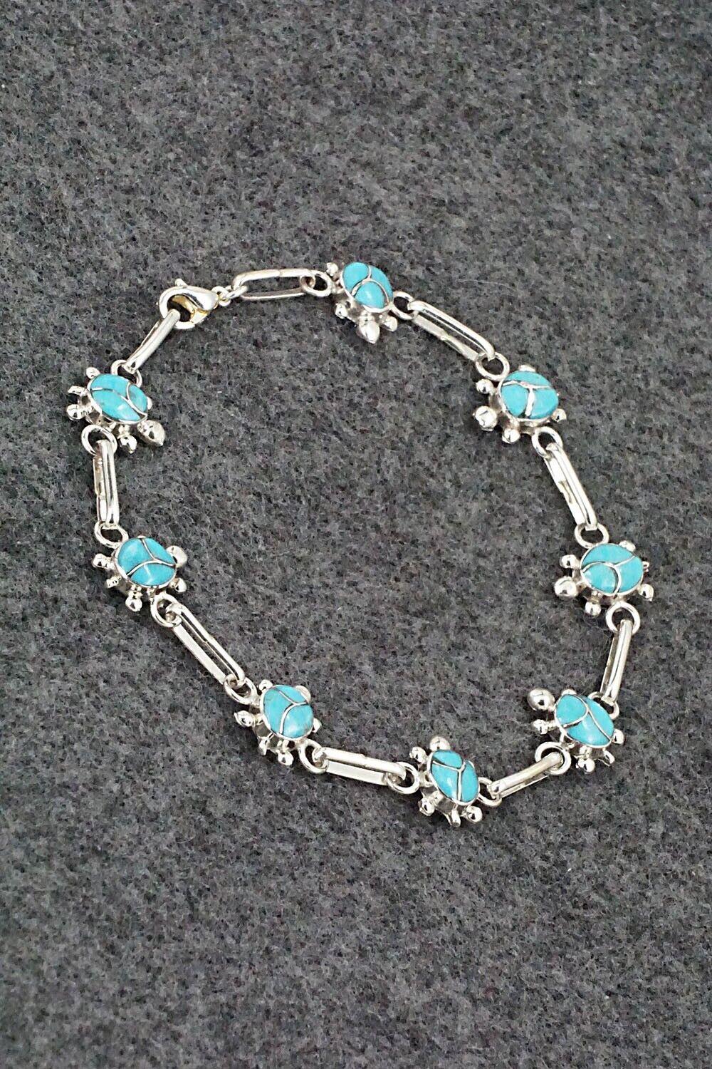 Turquoise & Sterling Silver Link Bracelet - Rebecca Lalio