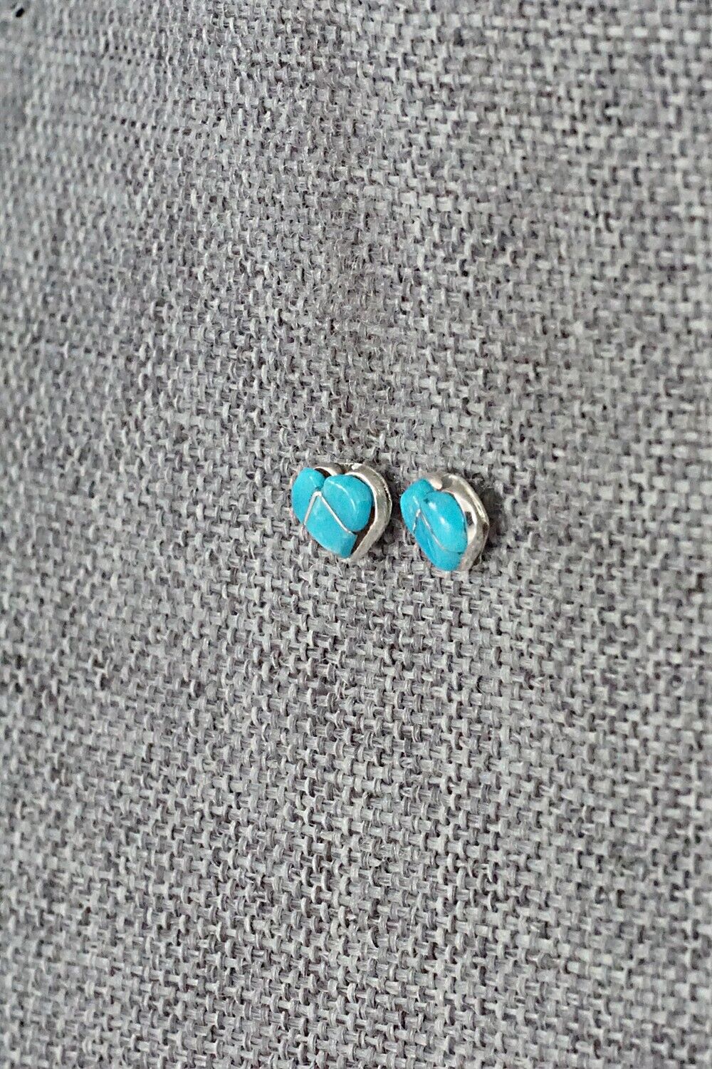 Turquoise & Sterling Silver Inlay Earrings - Linda Chavez