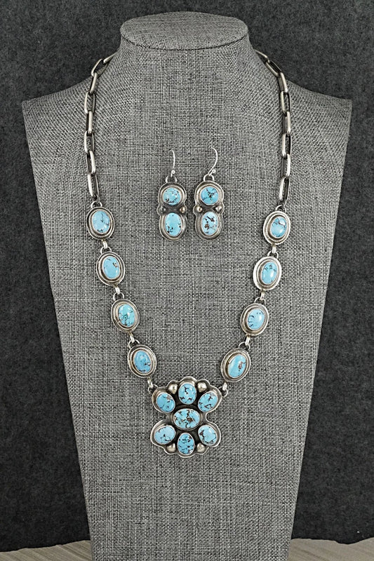 Turquoise & Sterling Silver Necklace and Earrings Set - Kathleen Livingston