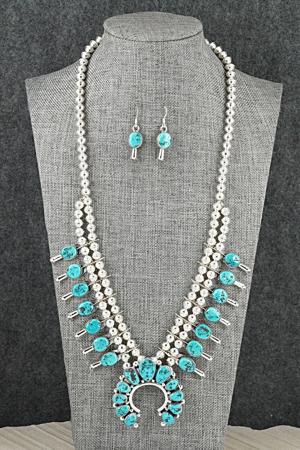 Turquoise & Sterling Silver Squash Blossom Set - Califreda Roanhorse