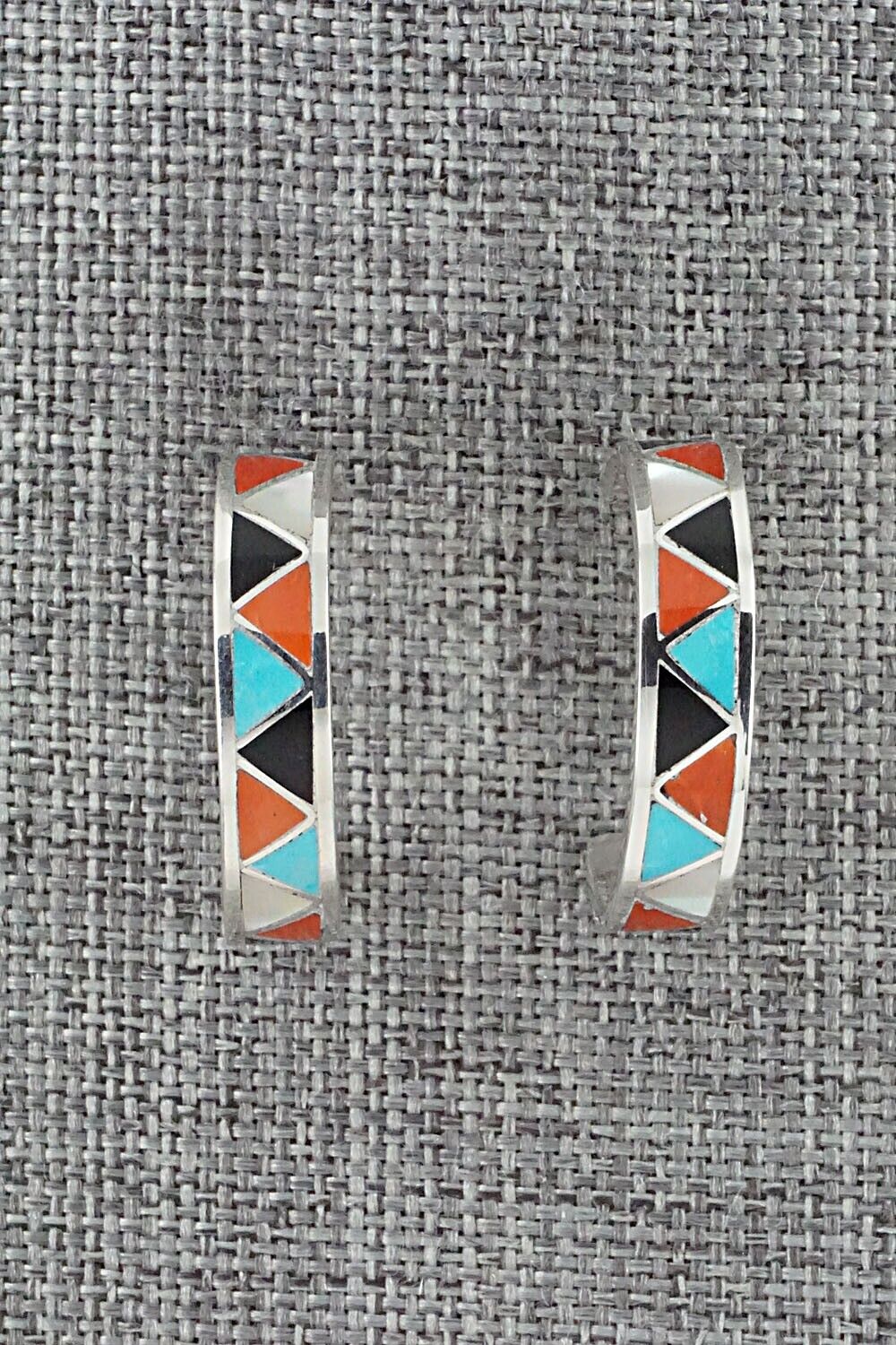 Multi-Stone & Sterling Silver Inlay Earrings - Claudine Haloo