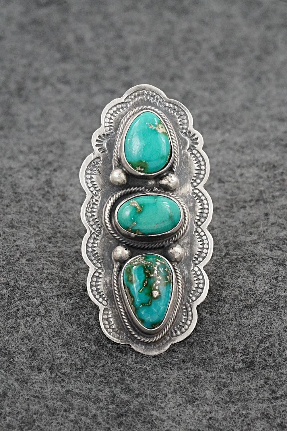 Turquoise & Sterling Silver Ring - Bobby Johnson - Size 8