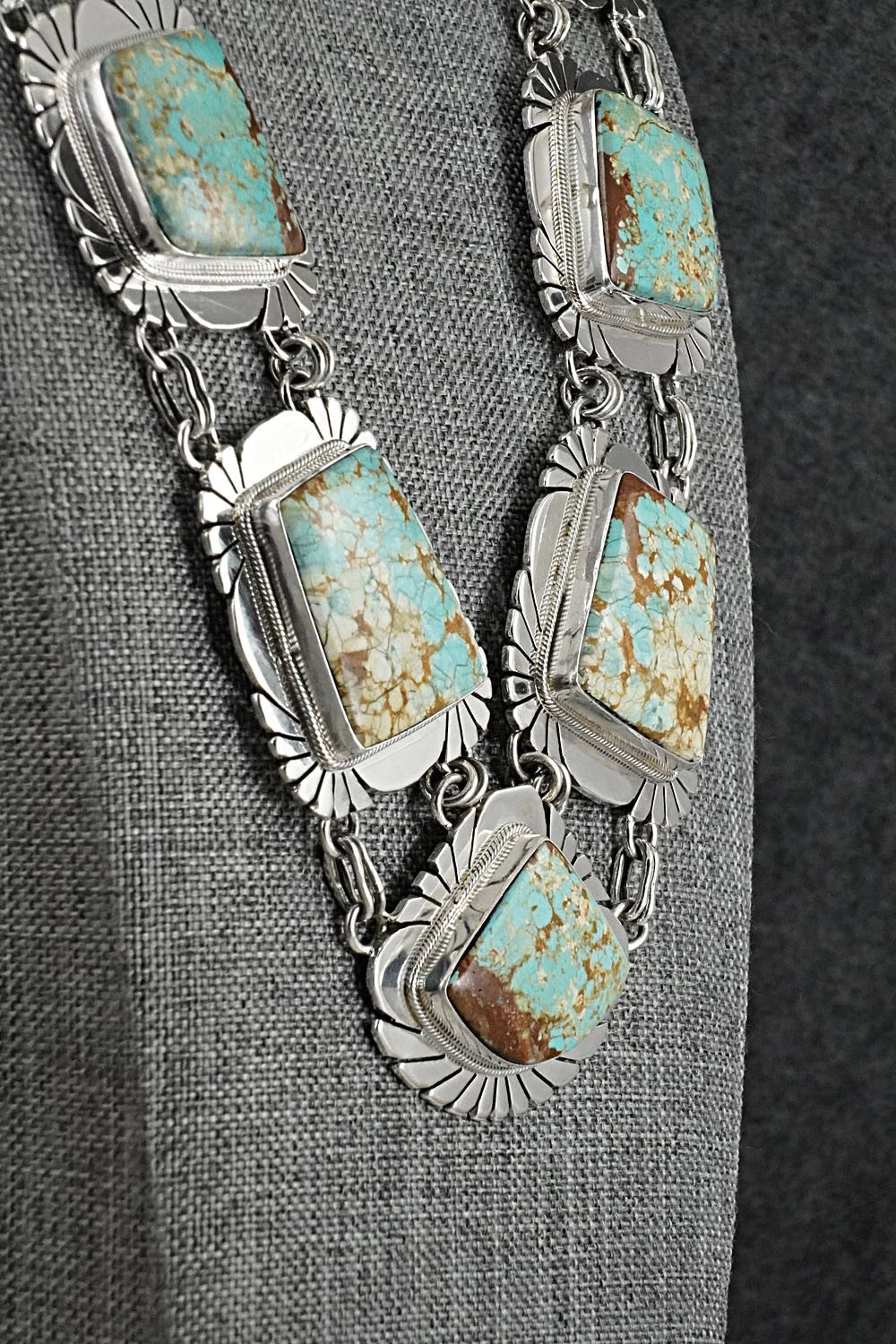 Turquoise & Sterling Silver Necklace and Earrings Set - Mark Yazzie