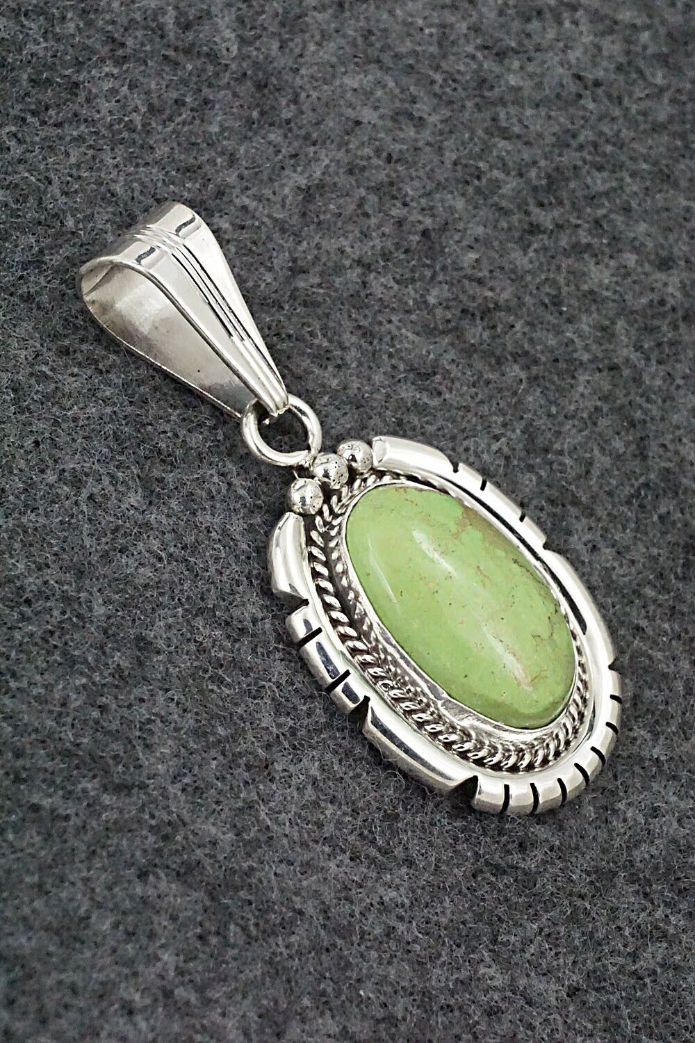 Gaspeite & Sterling Silver Pendant - Samuel Yellowhair