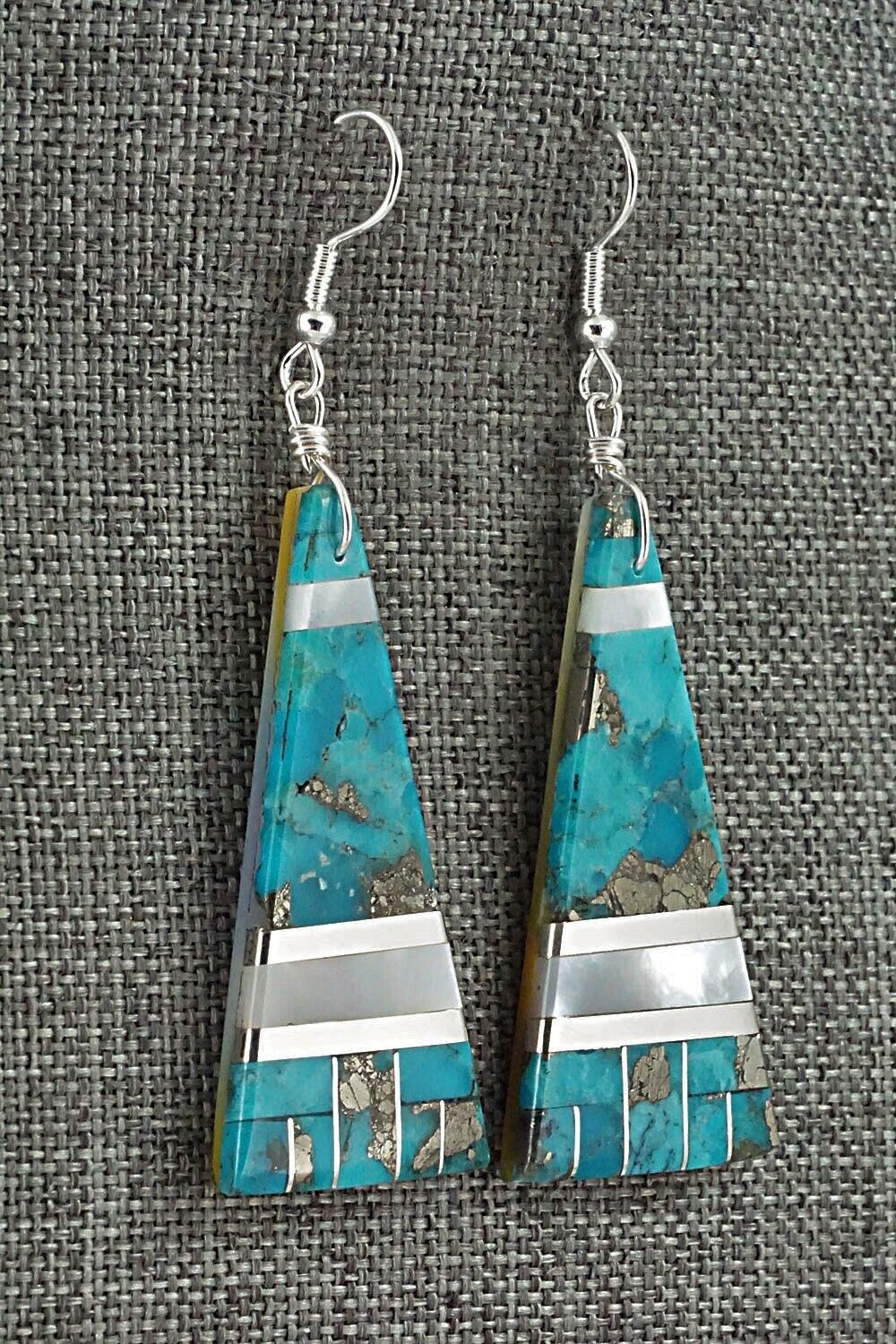 Turquoise, Mother of Pearl & Sterling Silver Earrings - Daniel Coriz