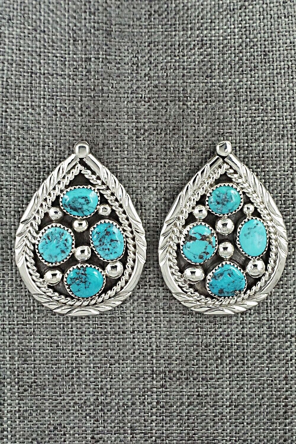 Turquoise & Sterling Silver Earrings - Chester Charley