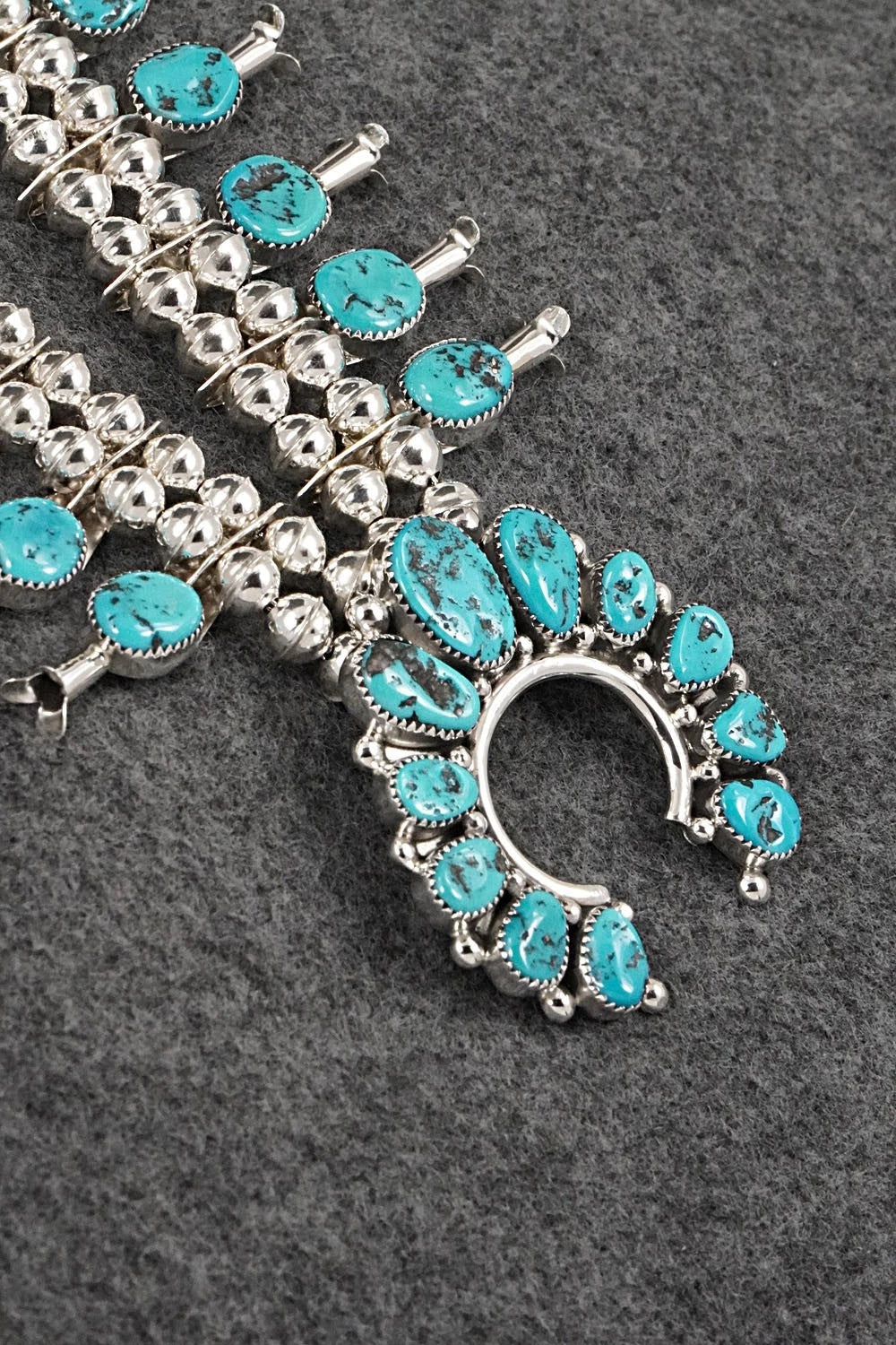 Turquoise & Sterling Silver Squash Blossom Set - Califreda Roanhorse