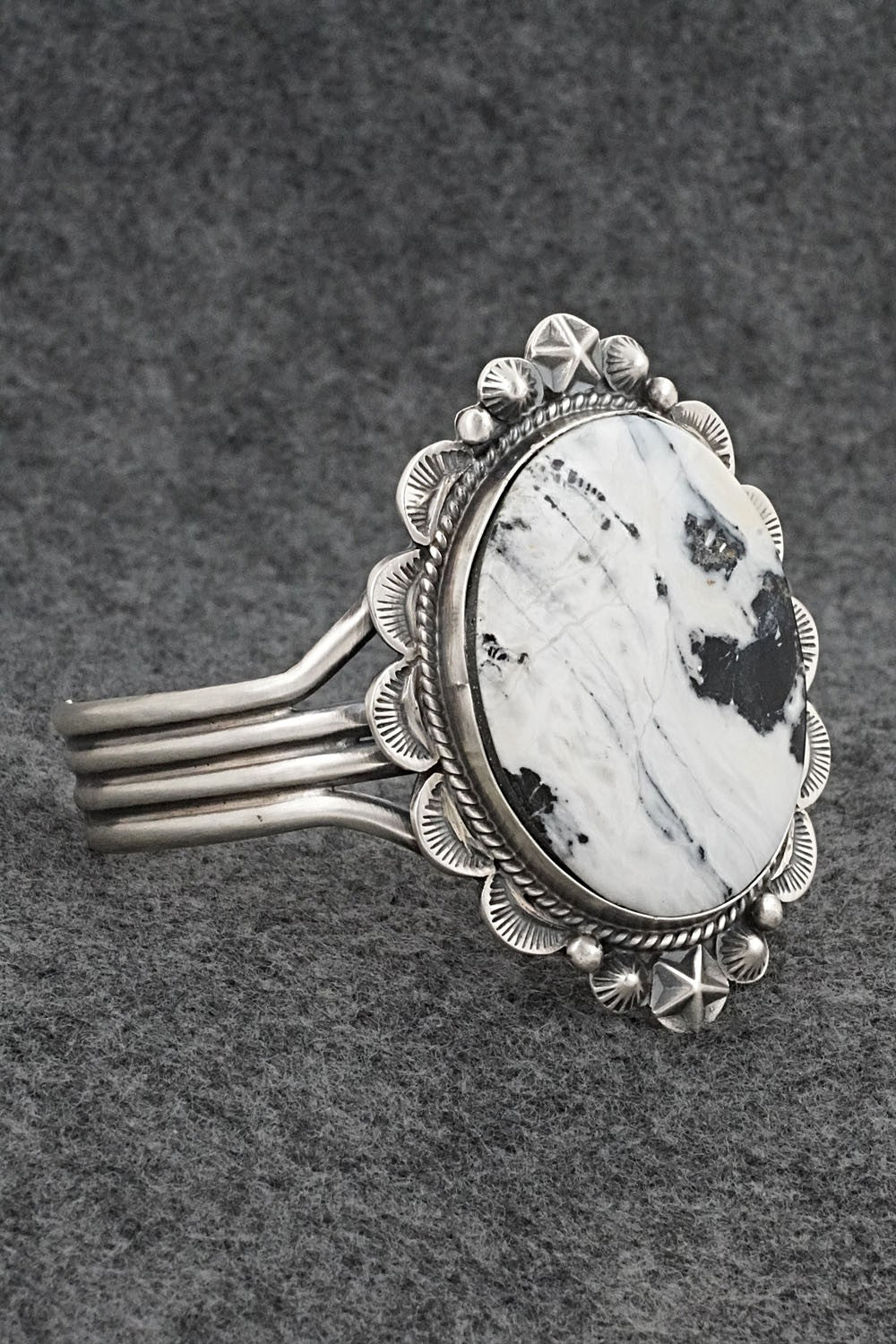 White Buffalo & Sterling Silver Bracelet - Vernon Johnson