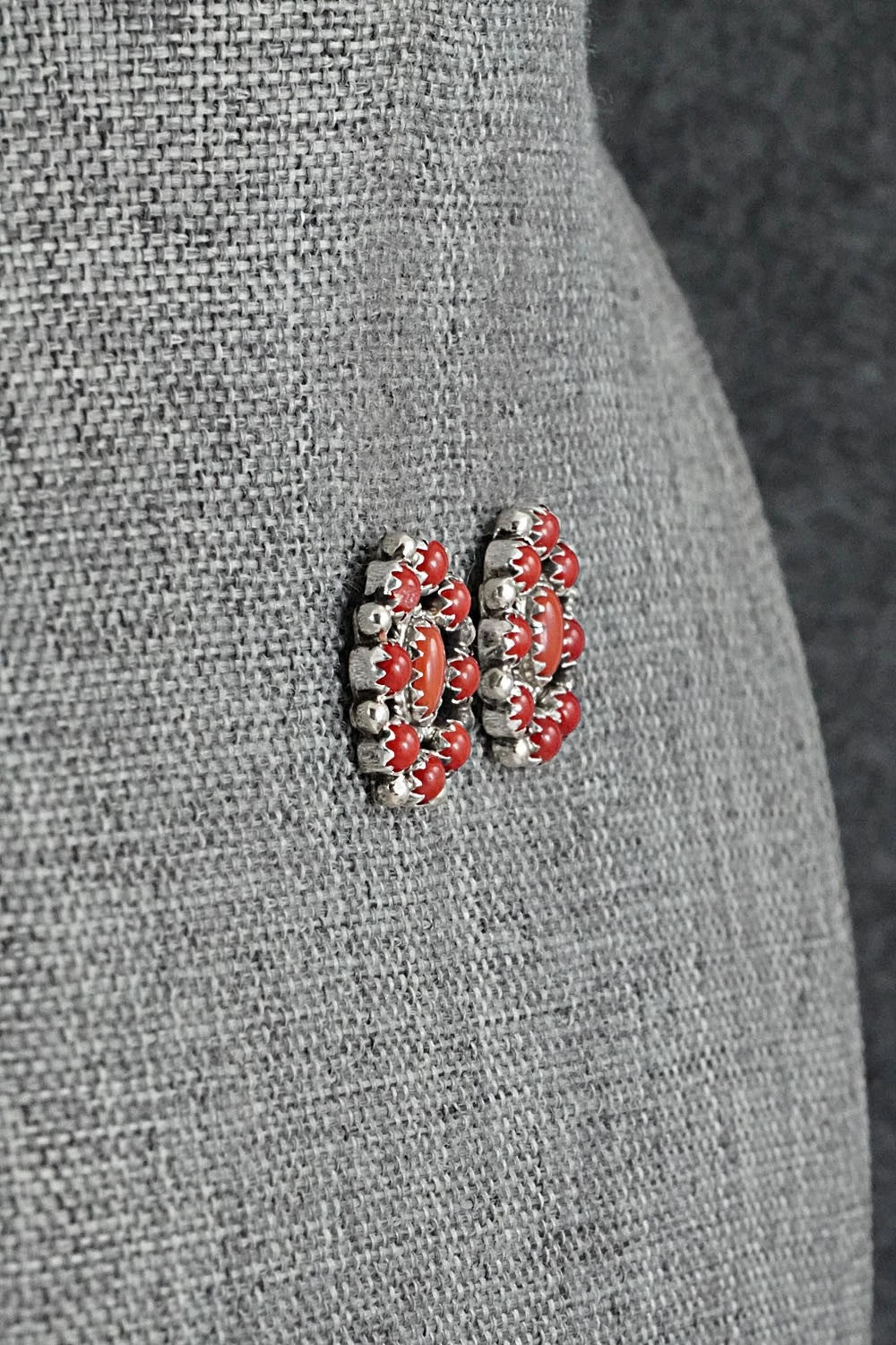 Coral & Sterling Silver Earrings - Nathaniel Curley