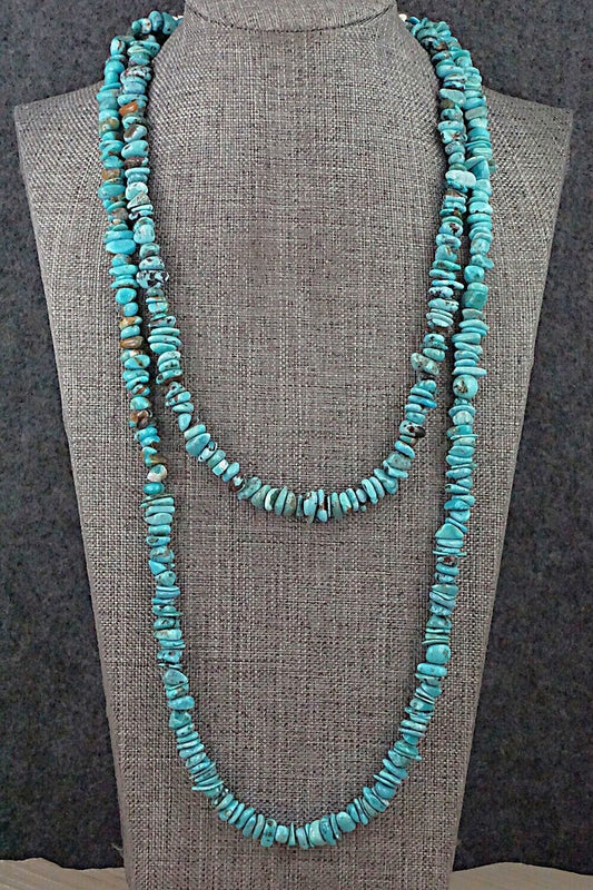 Turquoise & Sterling Silver Necklace 51" - Doreen Jake