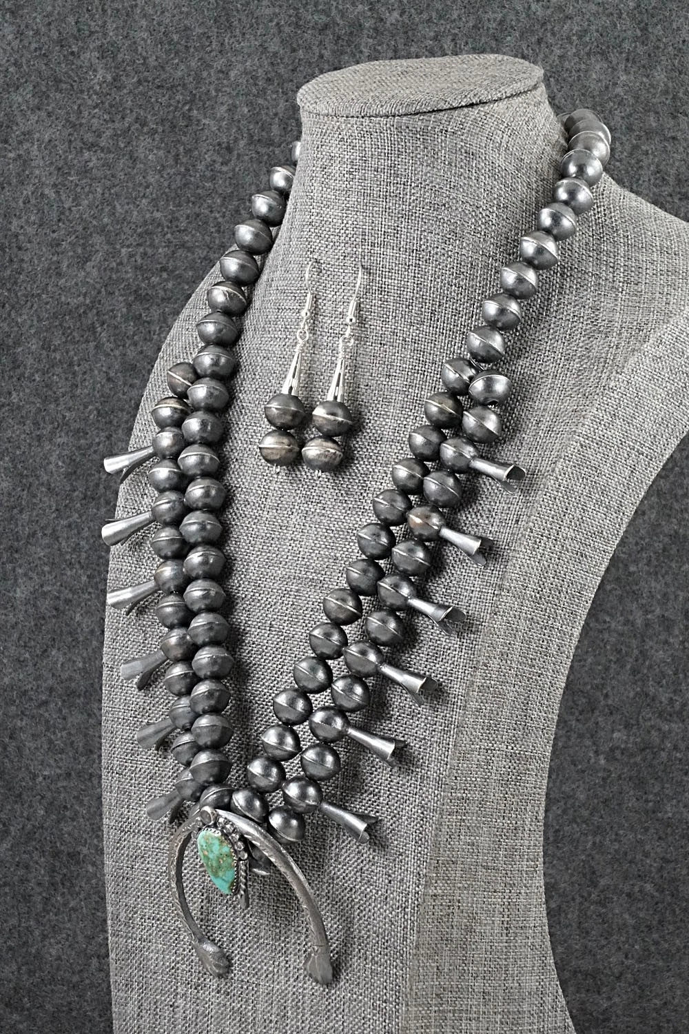 Turquoise & Sterling Silver Squash Blossom Set - Gilbert Martin