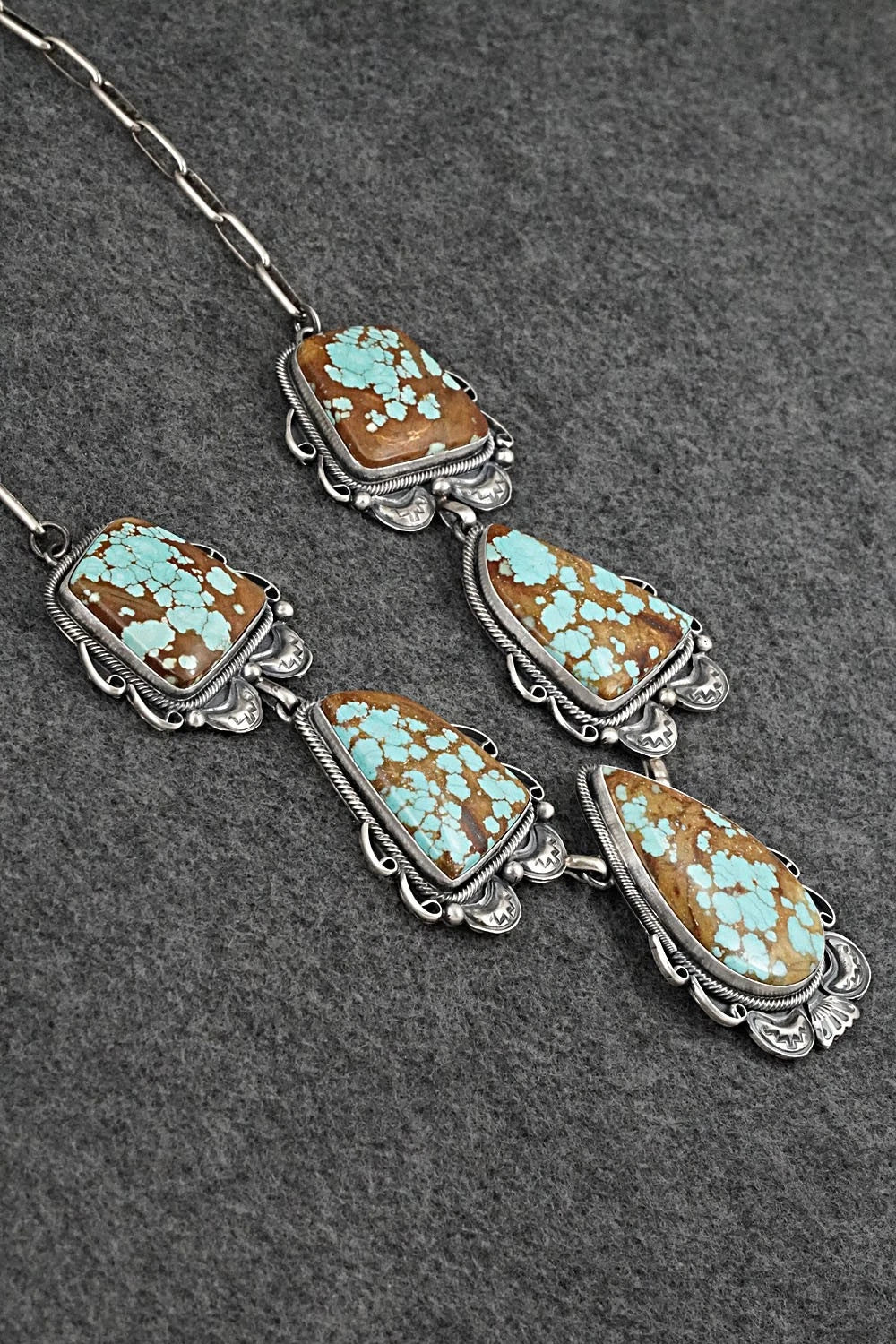 Turquoise & Sterling Silver Necklace and Earrings Set - Paul Livingston