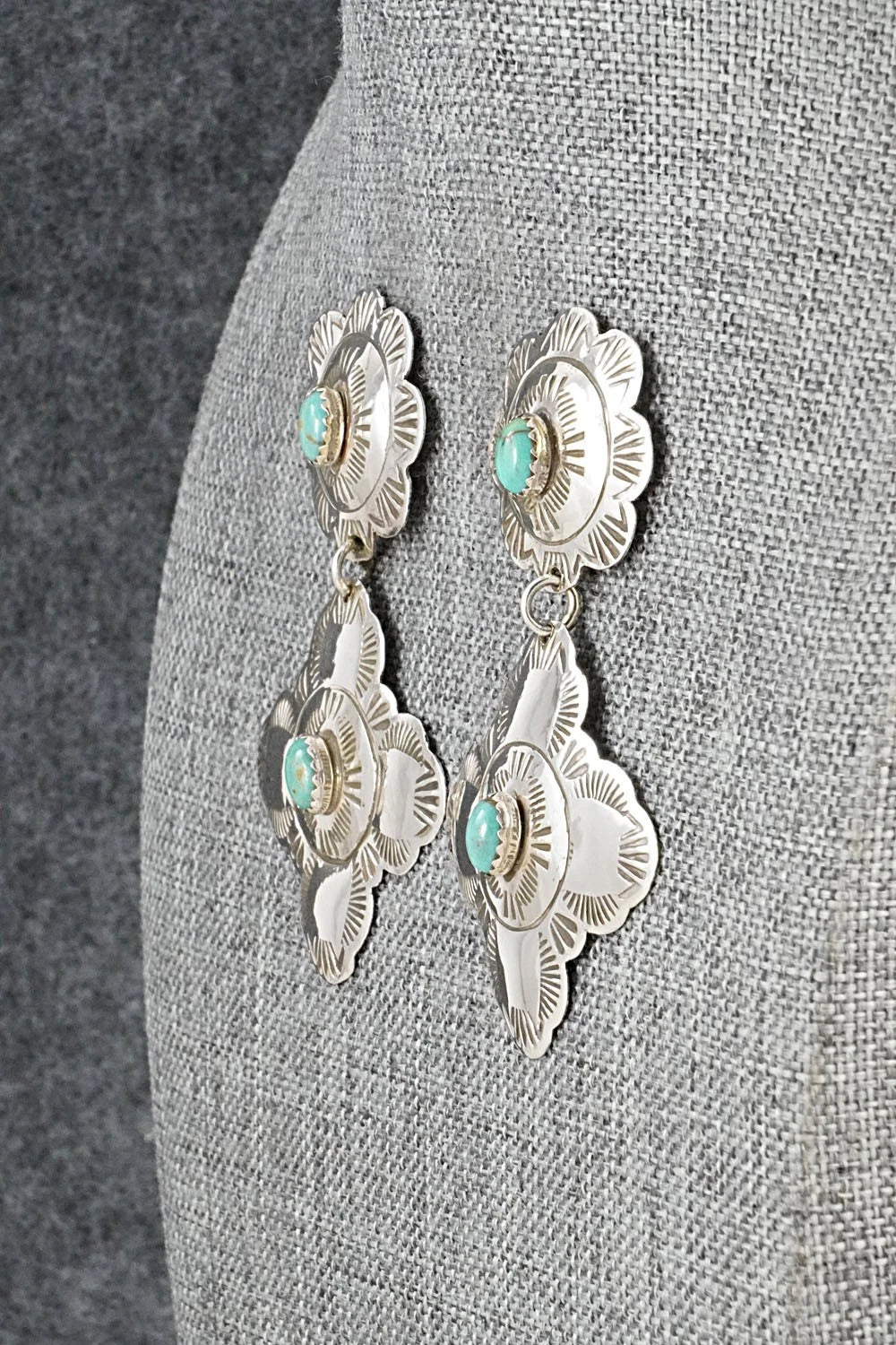 Turquoise & Sterling Silver Earrings - Bertha Begay