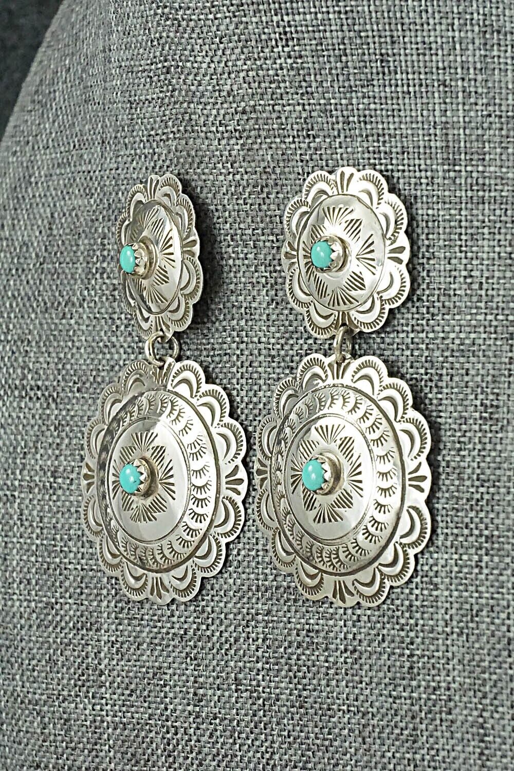 Turquoise and Sterling Silver Earrings - Bertha Begay