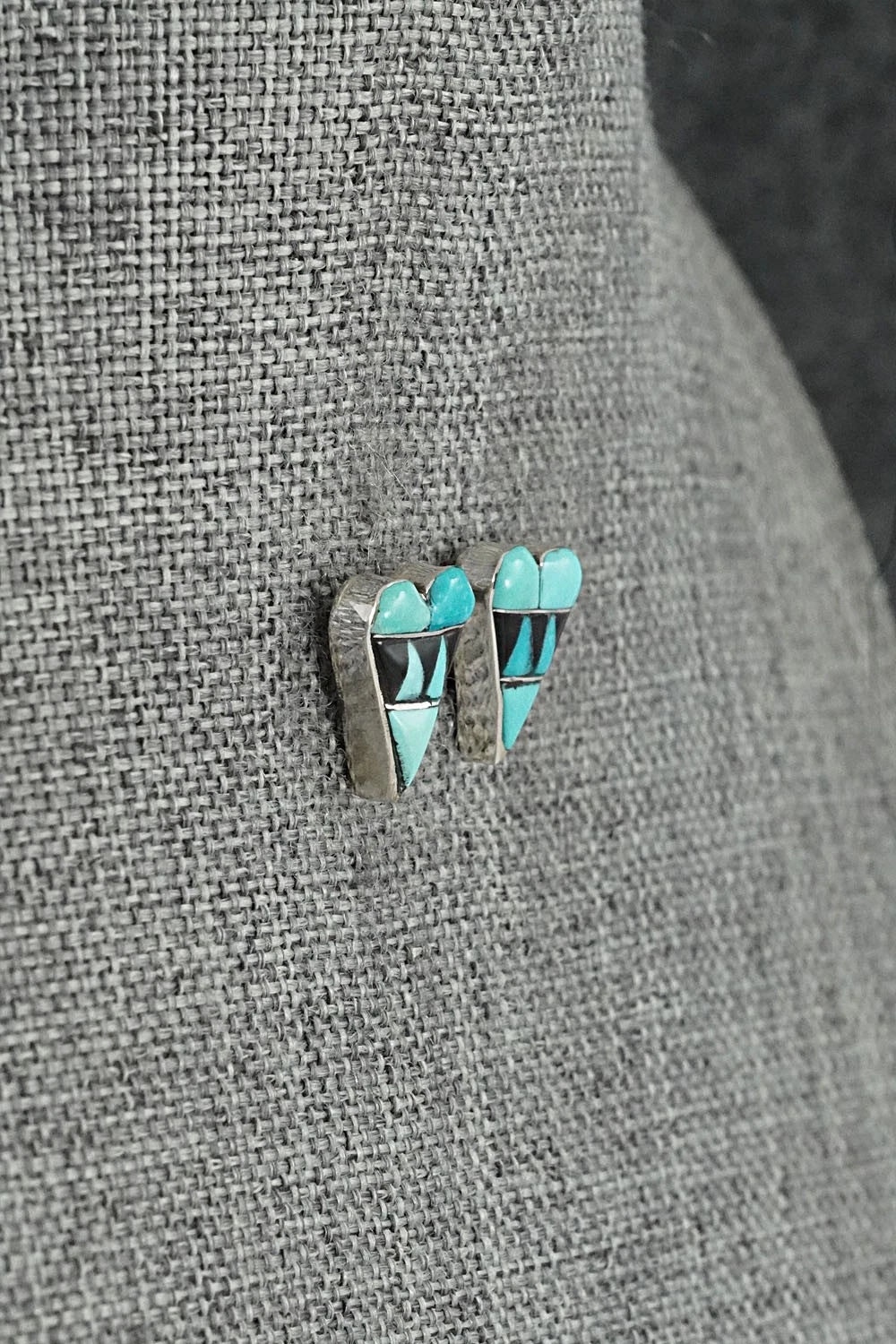 Turquoise, Onyx & Sterling Silver Earrings - Carol Vacit