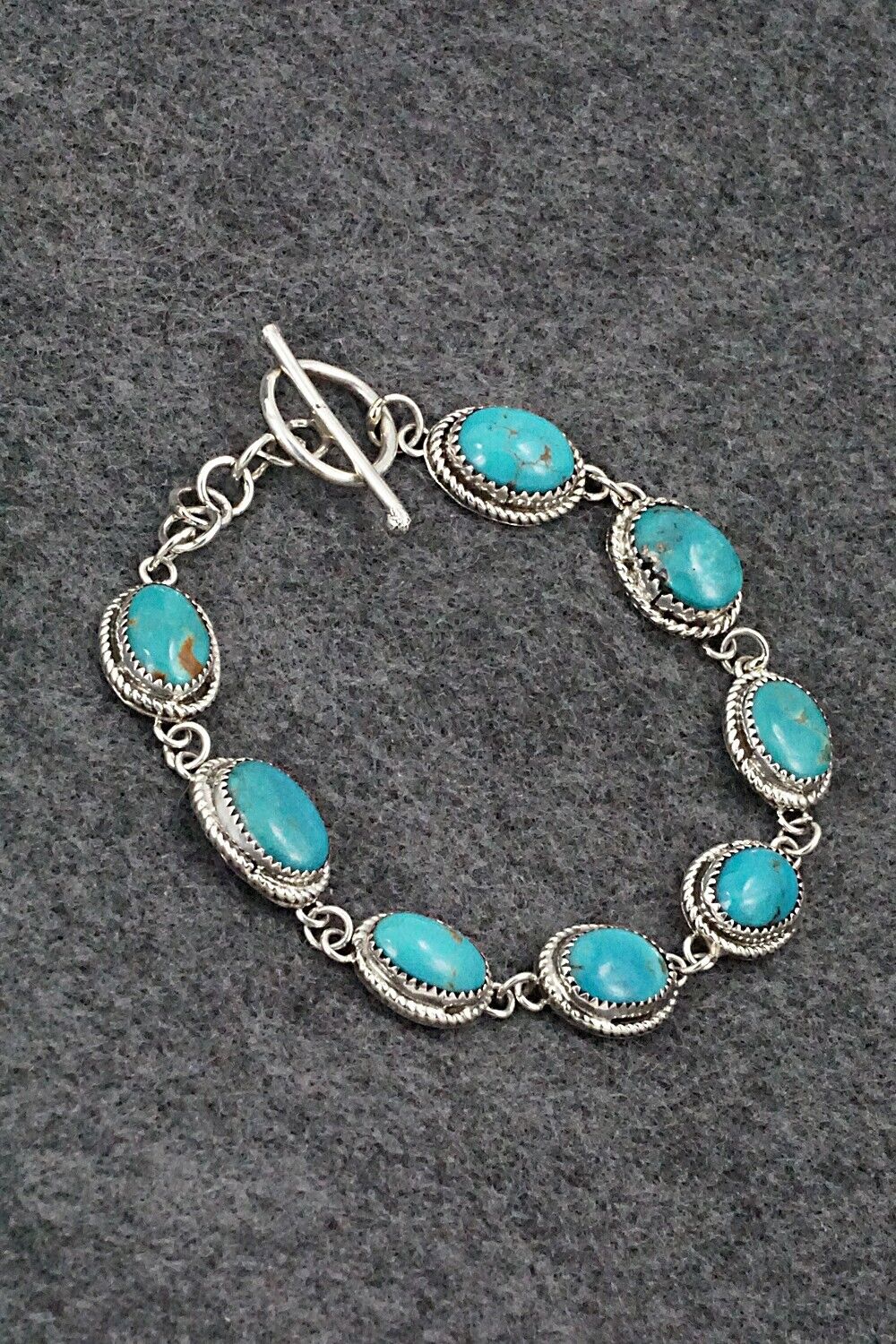 Turquoise & Sterling Silver Link Bracelet - Ernest Hawthorne