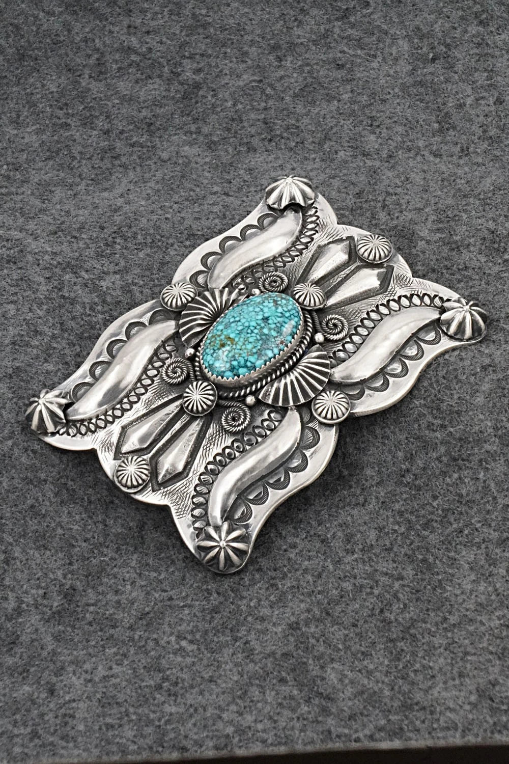 Turquoise & Sterling Silver Belt Buckle - Delbert Gordon