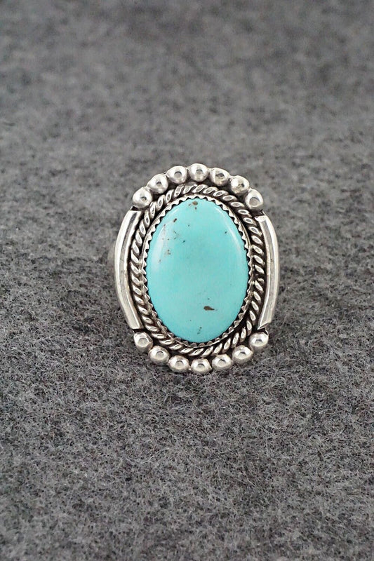 Turquoise & Sterling Silver Ring - Kenny Calavaza - Size 8.5