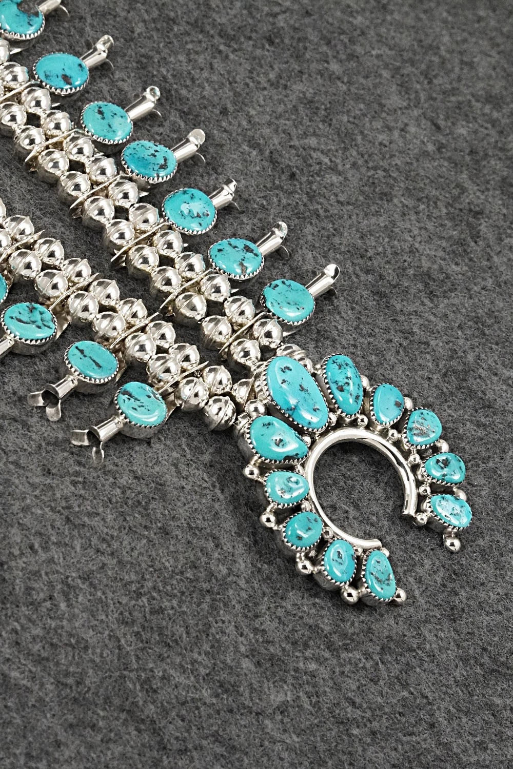 Turquoise & Sterling Silver Squash Blossom Set - Califreda Roanhorse