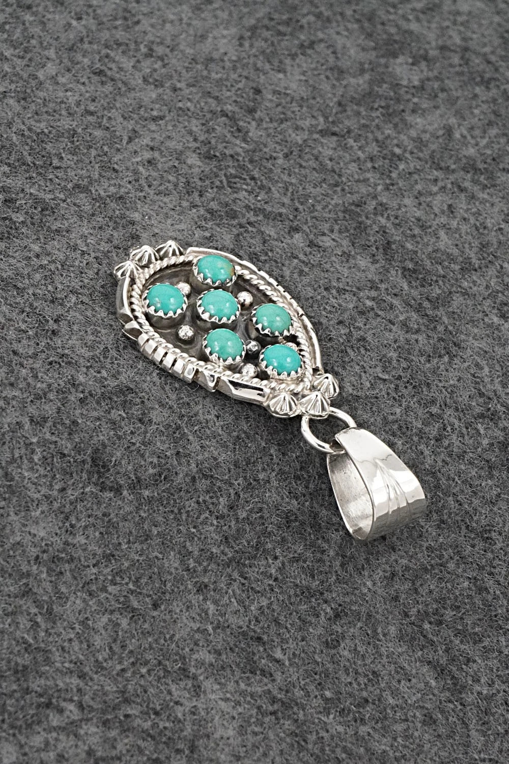 Turquoise & Sterling Silver Pendant - Kenny Lonjose