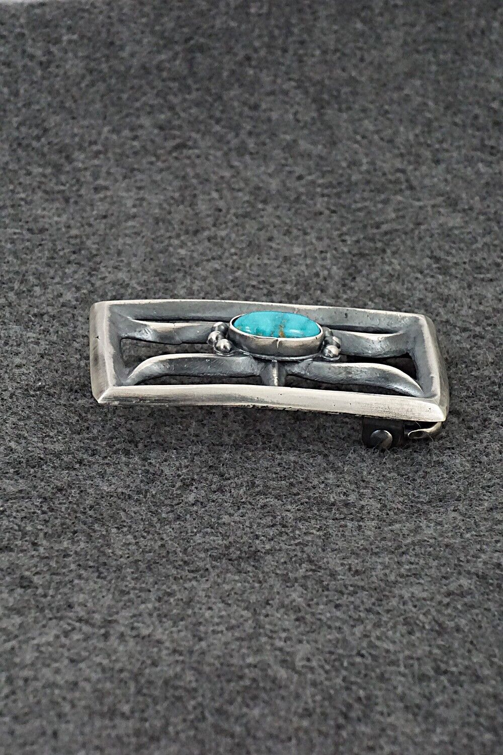 Turquoise & Sterling Silver Belt Buckle - Harrison Bitsue