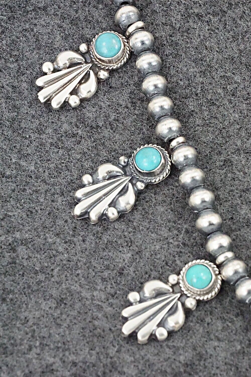 Turquoise & Sterling Silver Squash Blossom Necklace - Bobby Platero
