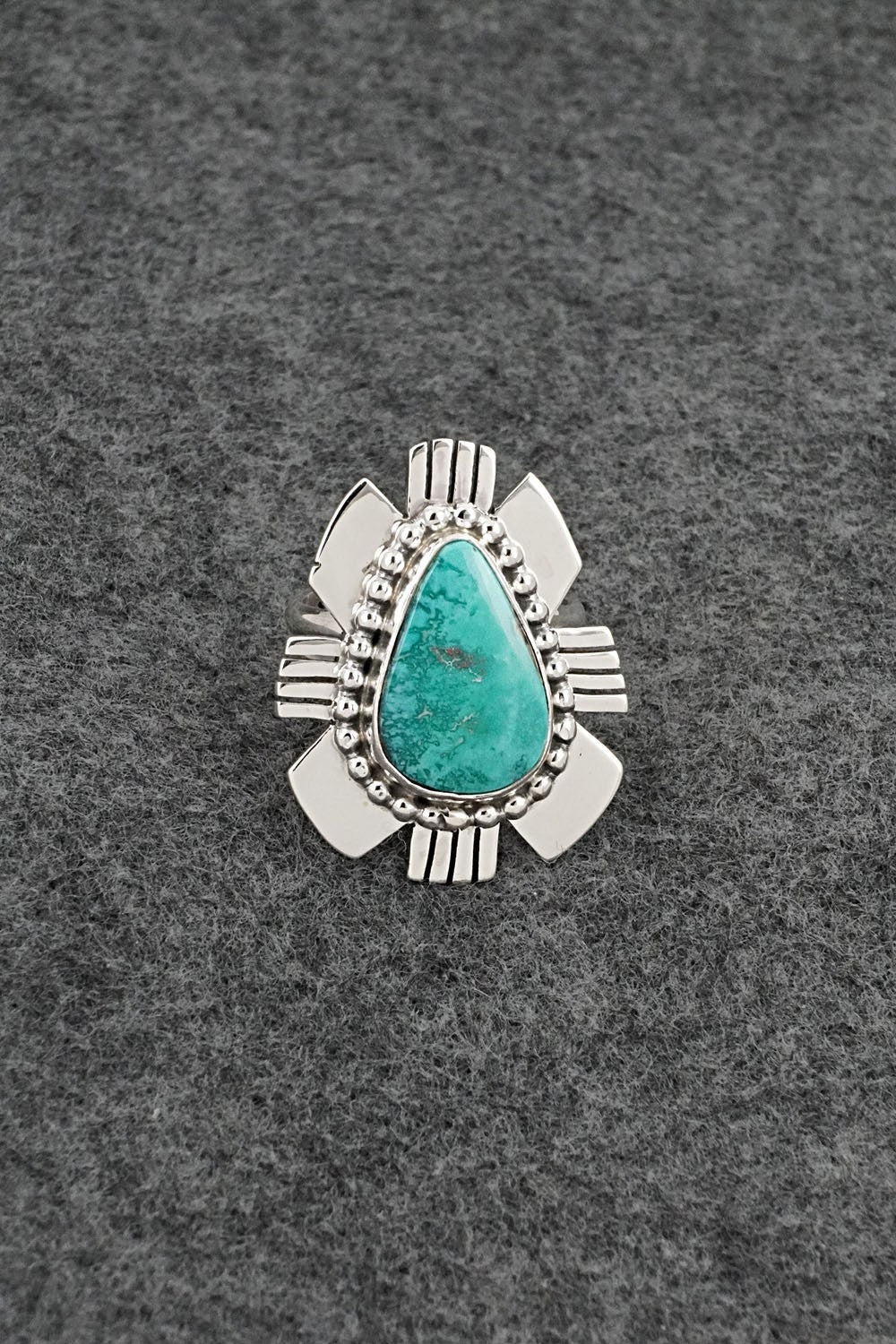 Turquoise & Sterling Silver Ring - Randy Billy - Size 8 Adj.
