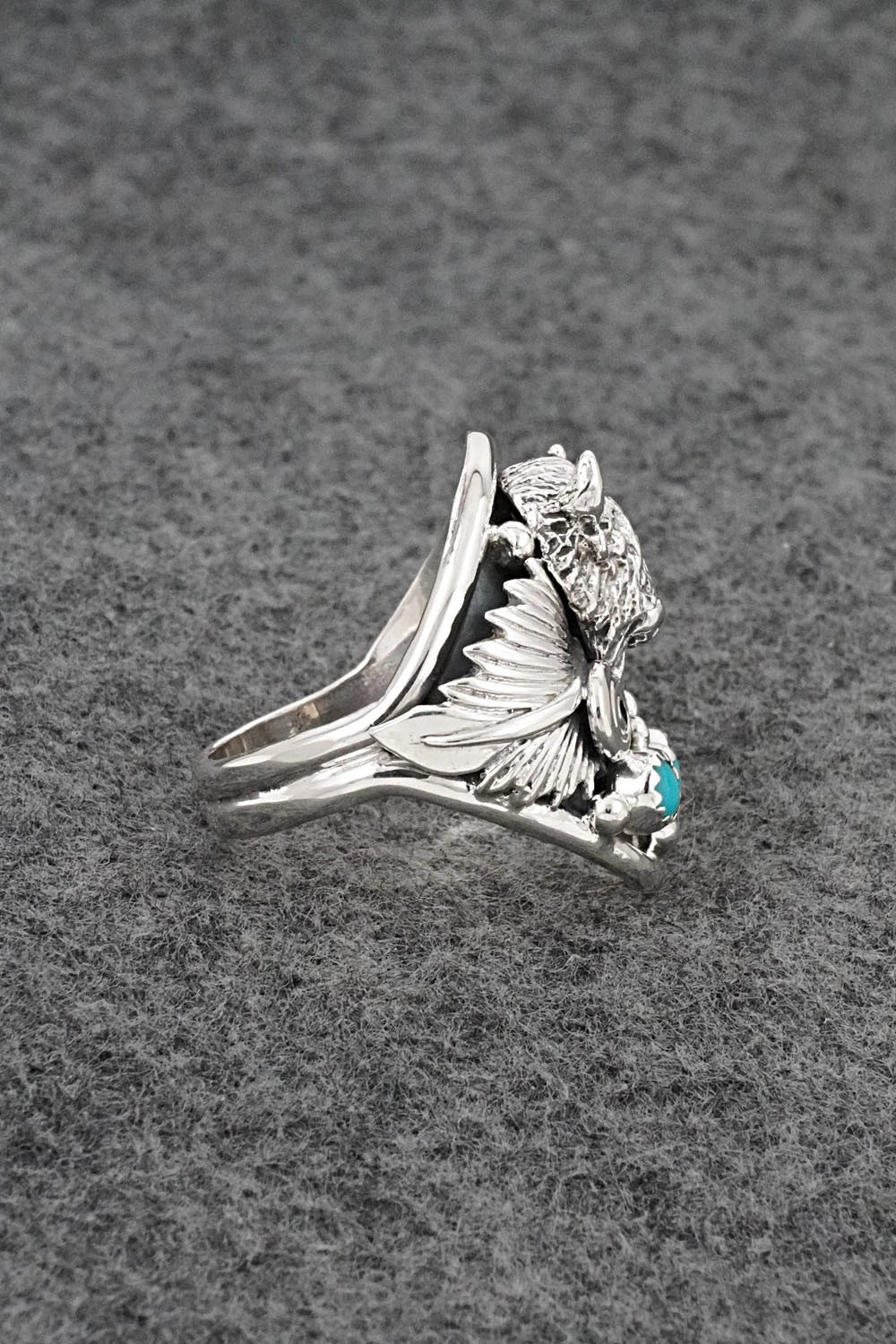 Turquoise & Sterling Silver Ring - Darrell Morgan - Size 11.5