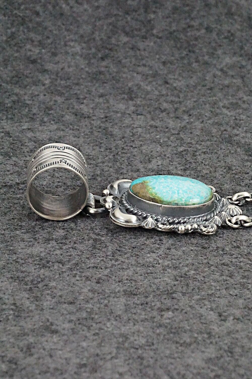 Turquoise & Sterling Silver Pendant - Raymond Delgarito