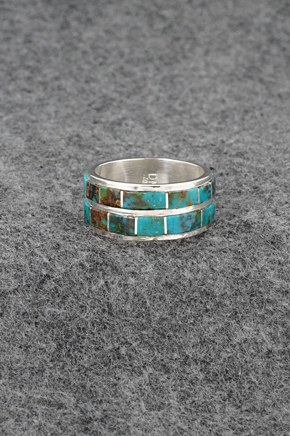 Turquoise, Coral & Sterling Silver Ring - Darlene Noble - Size 11