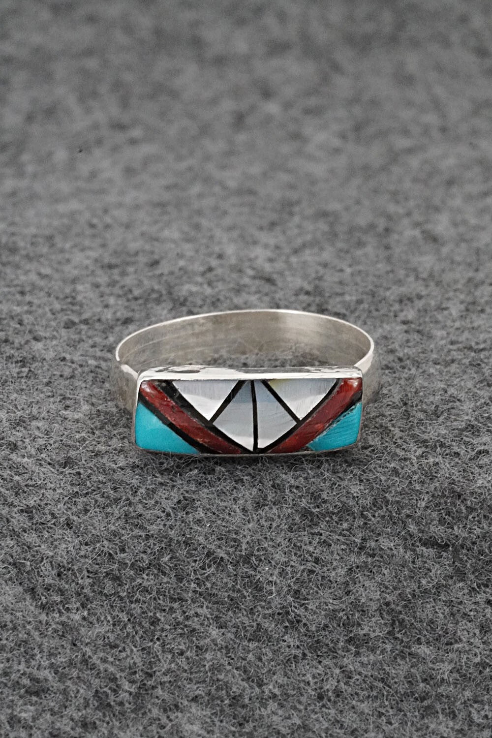 Multi-Stone & Sterling Silver Inlay Ring - Ola Eriacho - Size 11